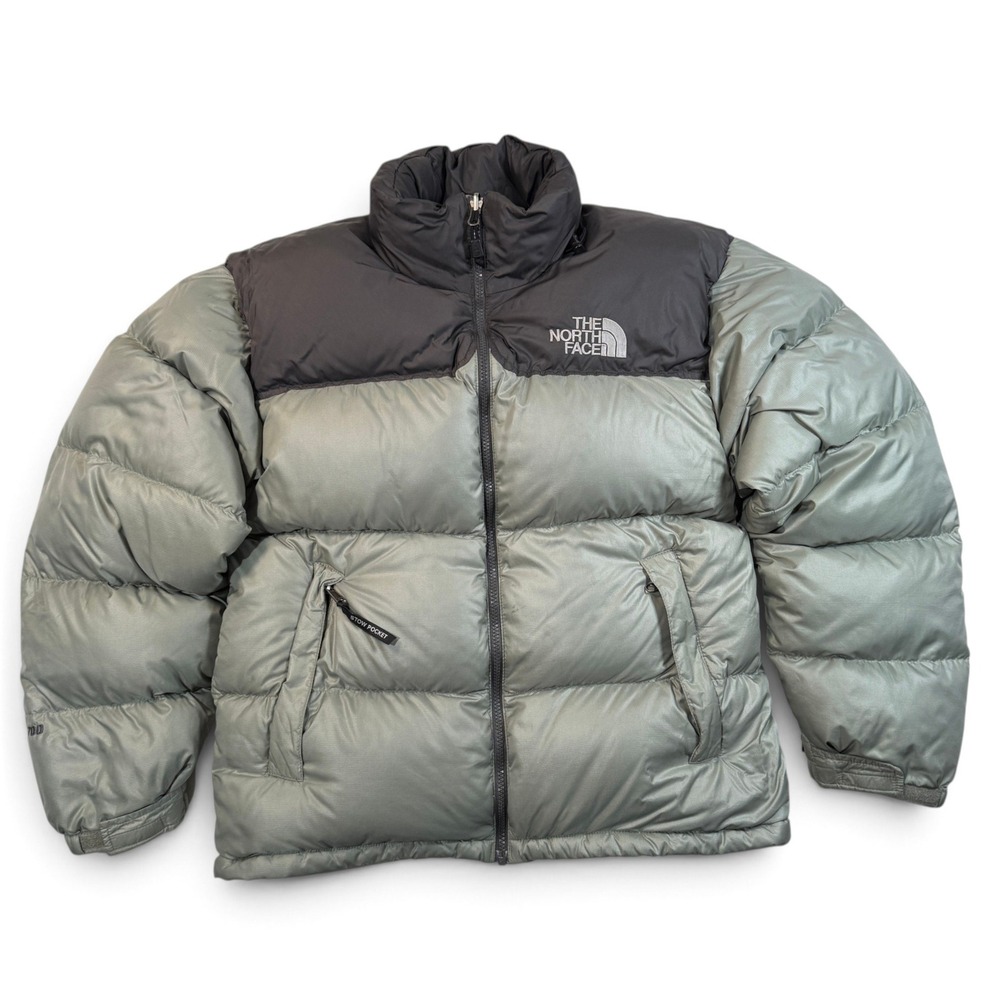 The North Face Nuptse 700 Puffer Jacket Mens Medium Sage Green Black Ripstop
